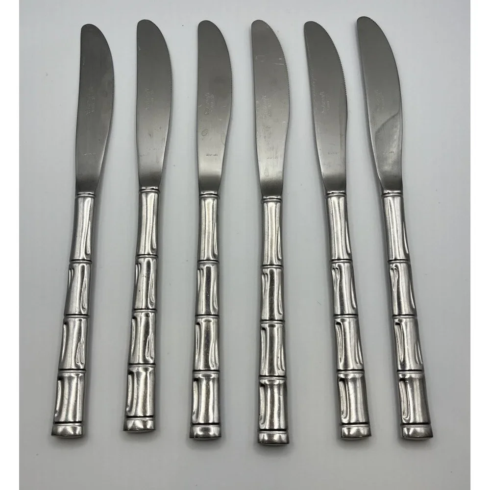 Reed & Barton Rebacraft ROYAL BAMBOO Set of 6 Dinner Knives Stainless Japan‎